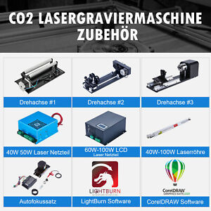 CO2 Lasergraviermaschine Autofokus Laserröhre Netzteil Drehachse Software