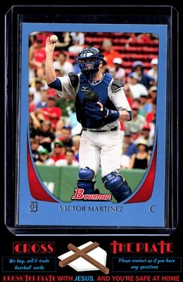 1-2011 Bowman Blue Parallel Victor Martinez Detroit Tigers 442/500 #189 - Image 1 of 2