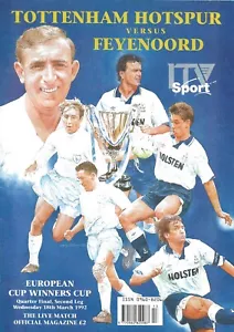 TOTTENHAM HOTSPUR V FEYENOORD 1992 ~ CUP WINNERS CUP ¼ FINAL ~ ITV SPORT EDITION - Picture 1 of 1