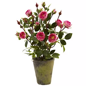 French Rose Garden In Tone Pot Floral Natural Decor 14" Tall - Picture 1 of 1