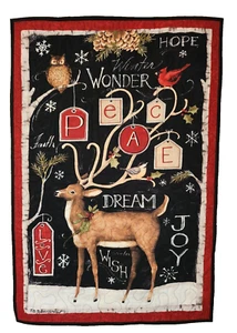 Black Peace Deer 3-D Wall Hanging Handmade & Finished Quilt - Picture 1 of 4