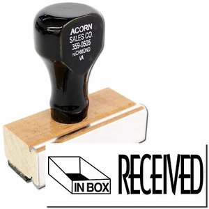 Received with In Box Icon Rubber Stamp, Business Stamp Size 1/2" x 1-1/2" - Picture 1 of 5