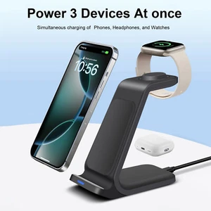 3in1 Wireless Charger Dock Station For Apple Watch 10 9 Air Pods iPhone 16 15 14 - Picture 1 of 24