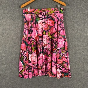 Exotica Skirt Womens Extra Large Pink Green Flared Jersey Flowers Retro Ladies - Picture 1 of 9