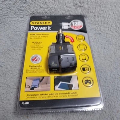 Inversor de corriente Stanley Powerit 120W con USB de 1A y enchufe pivotante Foto 1 de 3