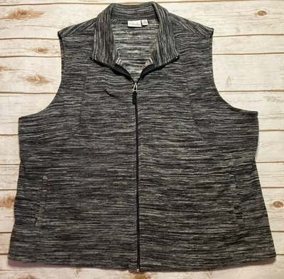 Chaleco polar negro gris elástico con cremallera sin mangas para mujer Kim Rogers talla 3X Foto 1 de 3