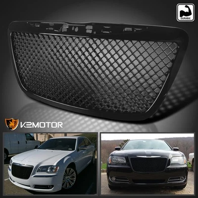 Fits 2011-2014 Chrysler 300 300C Glossy Black Mesh Front Bumper Hood Grille Foto 1 de 4