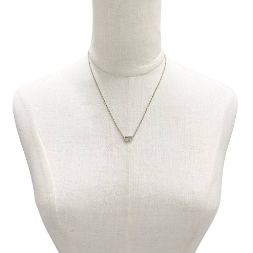 Collana Christian Dior Clair D Lune logo CD strass oro 43 cm catena originale