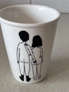 Naked Couple Back Helen B Belgium Black Line Drawing Porcelain 3.3/4” x 3” - Picture 1 of 3
