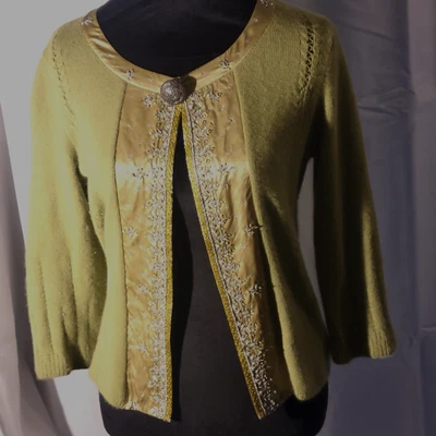 Cárdigan Granate Hill Suéter Angora Seda Adornado S Hada Capricho De Colección Foto 1 de 4