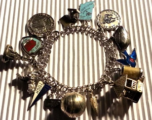 Vintage INDIANA Landmark Sterling Silver Charm Bracelet & 15 Charms, 7.00", Rare - Picture 1 of 18