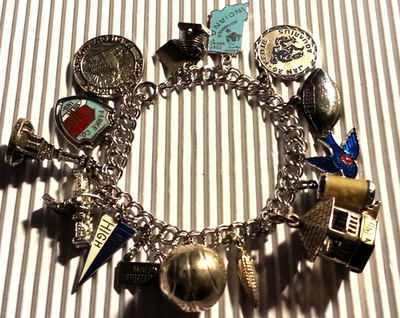 Vintage INDIANA Landmark Sterling Silver Charm Bracelet & 15 Charms, 7.00", Rare - Image 1 of 4