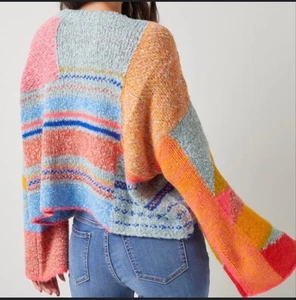 SINCERELY JULES Sharlene Bell Sleeve Cropped Soft Knit Colorful Sweater S (OS) - Bild 1 von 8