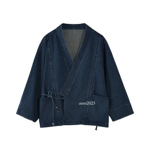 Unisex Adult Casual Denim Kimono Cardigan Jacket Loose Haori Outwear Coat Summer - Picture 1 of 20