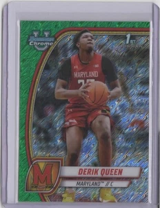 2024-25 Bowman Chrome University Green Shimmer Refractors #19 Derik Queen - Picture 1 of 2