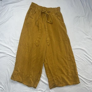 Free People senfgelbe Lyocellhose weites Bein Gürtel Größe Small - Bild 1 von 12