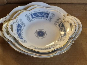 Coalport Revelry 9,5" Schale mit Griff blau/weiß Cherub Bone China - Bild 1 von 16
