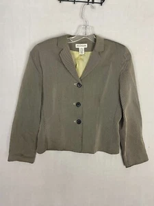 Ann Taylor Petites Damen Blazer Jacke schwarz hellbraun Streifen Baumwolle Größe 6P - Bild 1 von 16