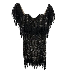 Stone Cold Fox Dress XS Womens Iowa Off The Shoulder Lace Black Mini Cocktail - Picture 1 of 6
