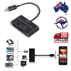 3 in 1 Card Reader OTG Mobile Phone Connection Micro USB 2.0 Android HTC SAMSUNG - Picture 1 of 6