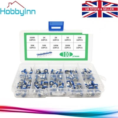 HOBBYINN RM065 Trimpot Trimmer Potentiometer Assortment 10Value 100pcs Variable Resistors
