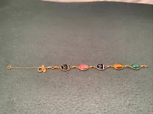 Vintage 12kt Gold Scarab Bracelet 5 Stones - Picture 1 of 24