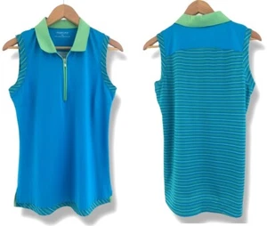 Womens Maggie Lane Golf Polo Sleeveless Shirt Size M Blue Green Top Pickleball - Picture 1 of 7