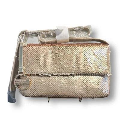 New Nicole Miller Gold Sequin Shoulder Bag Purse Evening Party Clutch Glam Luxe - Image 1 of 4