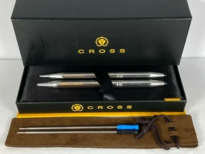 CROSS STERLING SILVER WOMENS BALLPOINT PEN & 0.9mm MECHANICAL PENCIL SET #304105 - Picture 1 of 11