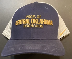 Property of Central Oklahoma Bronchos Nike Blue White Ball Cap Hat Stretch Fit - Picture 1 of 5