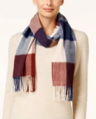 Bufanda de cachemir Charter Club Buffalo Check Mulberry Spice precio de venta sugerido por el fabricante 130 USD NUEVO CON ETIQUETAS Foto 1 de 4