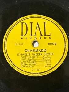 Charlie Parker Miles Davis - Quasimado / Cool Blues Dial 78 RPM Errol Garner - Bild 1 von 4
