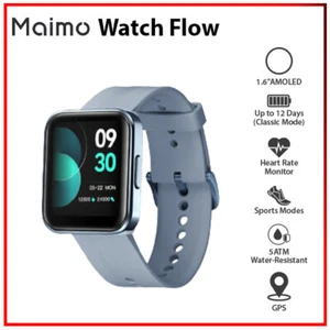 Maimo Watch Flow 1.6" 5ATM AMOLED GPS Bluetooth Android iOS Smartwatch BLUE - Picture 1 of 10
