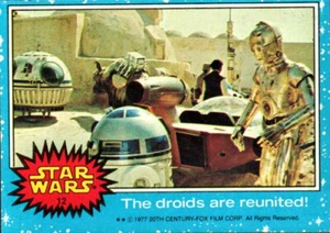 1977 Topps Star Wars Serie 1 Border Azul #12 ¡Los droides se reúnen! - Imagen 1 de 2