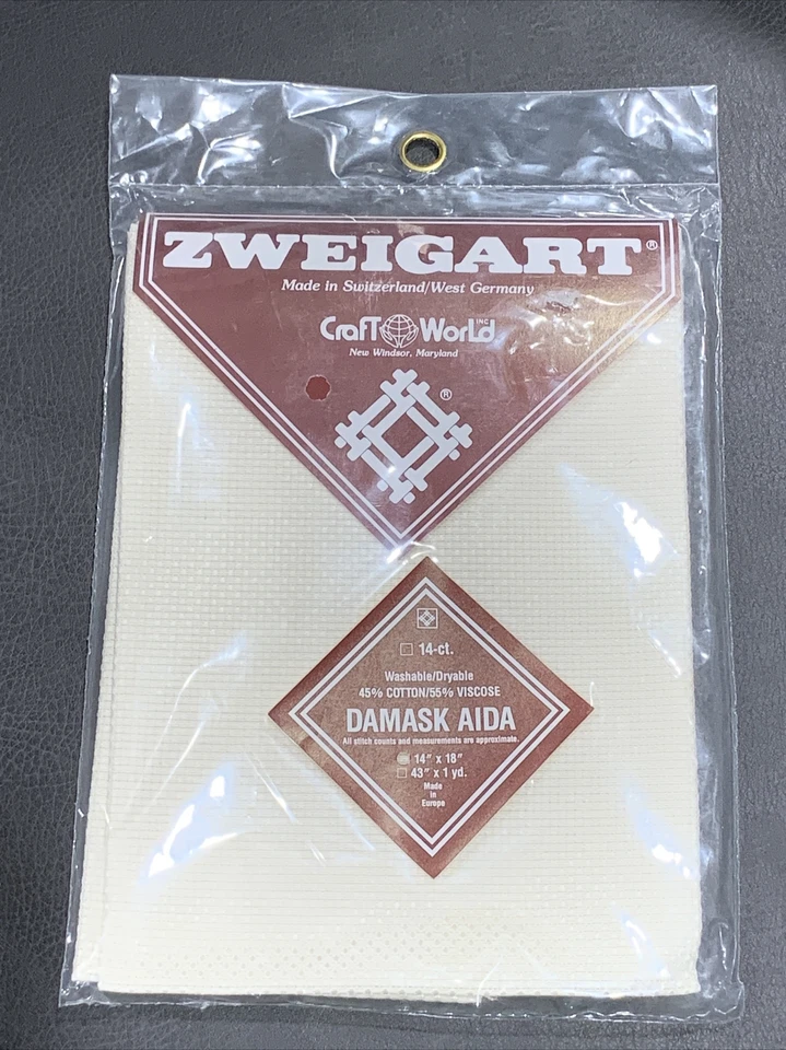 Zweigart 14ct 14" X 18" Cross Stitch Damask Aida New In Sealed Pack Switzerland - Image 1 of 4