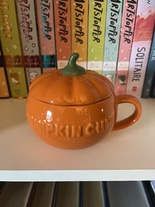 Halloween Pumpkin Shaped Ceramic Cup Kawaii Soup Mug With Lid - Picture 1 of 6