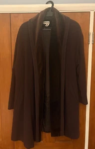 LIBERTY Vintage 80s 90s England Cashmere Wool Ladies Brown Overcoat, UK Size 14 - Picture 1 of 8