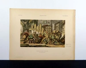 Violin Player in a Tavern, by Adriaan van Ostade. 1896 German lithograph - Picture 1 of 4
