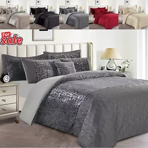 Crushed Velvet Duvet Cover Set 3 Pcs Plush Complete Bedding Set Double King Size - Picture 1 of 9