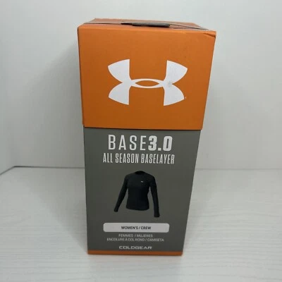 Under Armour Womens UA ColdGear Base 3.0 Top Baselayer Crew Shirt Black - Image 1 of 2