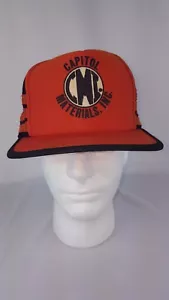 Gorra Capitol Materials Vintage Snapback Malla Sombrero Camionero Naranja y Negro - Imagen 1 de 5