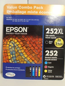Epson 252XL/252 Black/Tri-Color Ink Cartridge 4 Pack New But Opened Exp 12/25 - Picture 1 of 9
