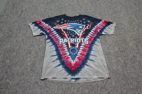 New England Patriots Shirt Mens Extra Large Blue Red Tie Dye Football Majestic Cover