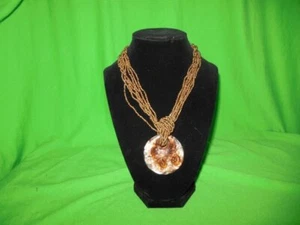 Handcrafted Art Glass 8 Strand Necklace with Disc Pendant - Picture 1 of 4