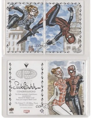 2019 Upper Deck Marvel Premier Sketch Cards Dual Panel 1/1 Nick Butch Auto 03x5 - Image 1 of 3