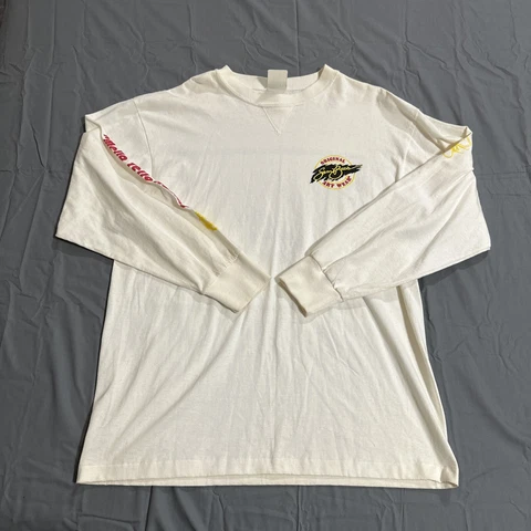 Vintage Kyle Petty #42 NASCAR Long Sleeve Shirt Large Mellow Yellow White Cover