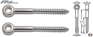 Anneaux tige filetée BOIS ( Lot de 2 ) inox 316 - A4 Longueur 80mm - 10mm Piton - Bild 1 von 1