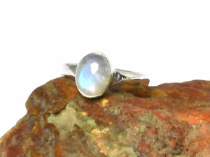 ANILLO de piedras preciosas ovalado de plata esterlina 925 de piedra lunar - en caja de regalo - Imagen 1 de 4