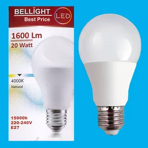 1x 20W LED GLS A65 ES Edison E27 4000K Natural White 1600lm Light Bulb Lamp - Picture 1 of 3