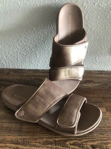 Revitalign Women's Orthotic Slide Sandals Kholo Nuevo Metallic Bronze Gold US 9D - Picture 1 of 24